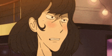 a cartoon drawing of a man with long hair making a face