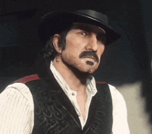 a man wearing a hat and a vest has a tattoo on his neck