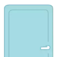 a cartoon bear wearing sunglasses is peeking out from behind a blue door .