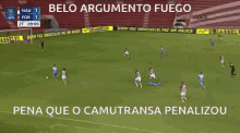 a soccer game is being played in a stadium with advertisements for graduac
