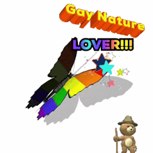 a rainbow butterfly with the words gay nature lover