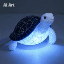 a turtle with a blue light coming out of it