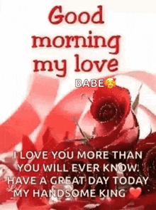 i love you more than you will ever know , have a great day today my handsome king .