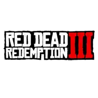 a logo for red dead redemption iii is displayed on a white background