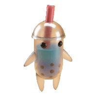 a 3d rendering of a bubble tea cup with a straw