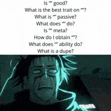 a cartoon of a man asking what is the best trait