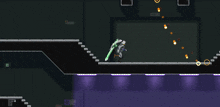 a screenshot of a video game with a purple background and a sign that says exit