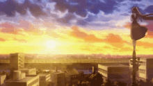 anime feels sunset panoramic view city
