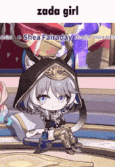 a picture of a cat with the words " zada girl " on top of it