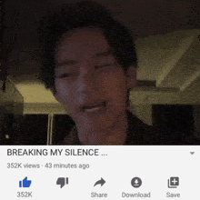 a video titled breaking my silence has 352k views 43 minutes ago