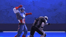 a man in a mask is fighting another man in a white suit