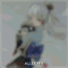 a blurry picture of a girl with white hair and a ponytail