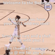 a basketball player is jumping in the air with the words welcome to the bodega on the bottom