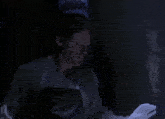 a man wearing an apron and white gloves is making a funny face with the words oh shit below him