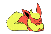 a cartoon drawing of two eevees laying on top of each other