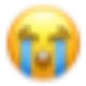 a yellow emoji with blue tears coming out of its eyes .