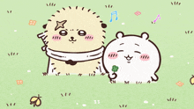 a cartoon drawing of a hedgehog and a bear with the number 33 on the bottom right