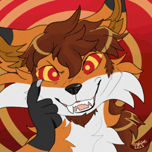 a drawing of a fox with hypnotic eyes and the year 2020