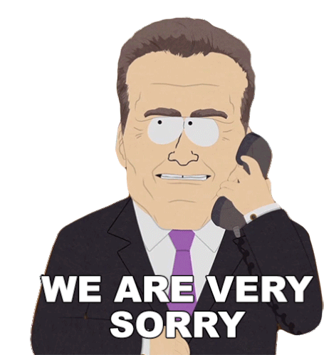 We Are Very Sorry Arnold Schwarzenegger Sticker - We Are Very Sorry Arnold Schwarzenegger South Park Stickers