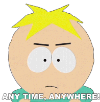 Any Time Anywhere Butters Sticker - Any Time Anywhere Butters South Park Stickers