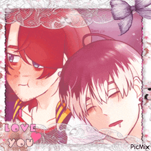 a picture of two anime characters with the words " i love you " at the bottom