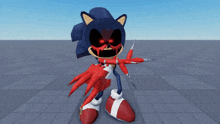 a 3d model of a sonic the hedgehog with red eyes and sharp claws