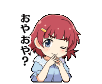 a sticker of a girl with red hair and a bandage on her hair