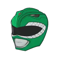 a cartoon drawing of a green power ranger 's helmet
