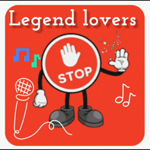a cartoon of a clock with arms and legs and the words legend lovers