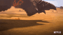a netflix advertisement for a movie shows a monster flying through the air .