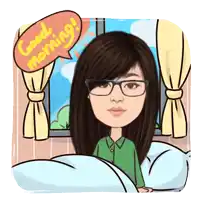 a cartoon of a woman laying in bed with a speech bubble that says good morning