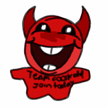 a drawing of a devil with the words team cooked join today written on it