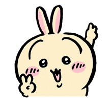 a cartoon rabbit with bunny ears is giving a peace sign