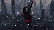 spider man spider man into the spider verse buildings floating miles morales
