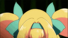 a close up of a cartoon character 's face with a blue headband