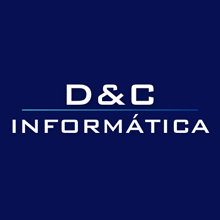 a logo for d & c informatica is shown on a blue background