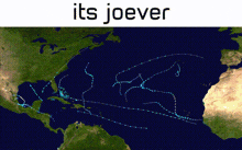 a map of the world with the words its joever on top