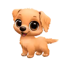 a cartoon drawing of a puppy with big brown eyes