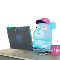 a mouse wearing a hat that says grind on it