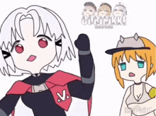 a cartoon drawing of a girl with the letter v on her shirt