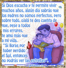 a cartoon of a man reading a book to a little boy