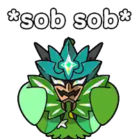 a cartoon character with a crown on his head and the words " sob sob " below him