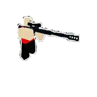 a cartoon character is holding a sniper rifle in his hand .