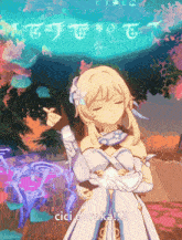 a girl in a white dress says cici eureka in a video game