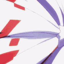a close up of a anime girl 's face with red eyes