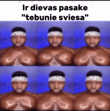 a blurry picture of a man with the words " ir dievas pasake " written on it