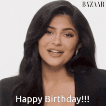 a close up of a woman 's face with the words happy birthday written on the bottom