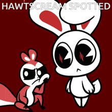 a cartoon of a rabbit and a fox with the words hawtscream spotted below them