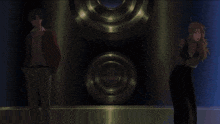 a close up of a man 's face with a dark background