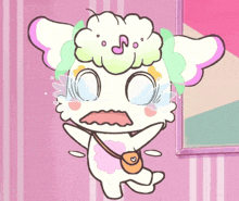 a cartoon drawing of a sheep with a music note in its head